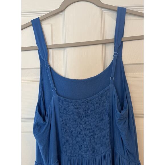 Skies Are Blue Maxi Sundress Sz S Blue Embroidered Adj. Straps Tiered Ruffle EUC - Picture 5 of 14